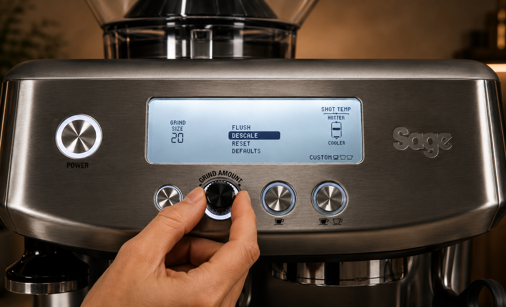 Select DESCALE from the menu