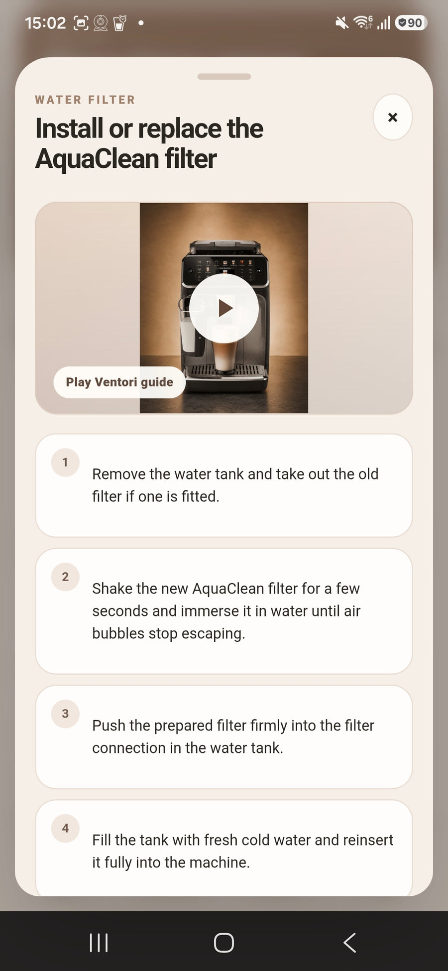 Follow step-by-step instructions and Ventori video guidance
