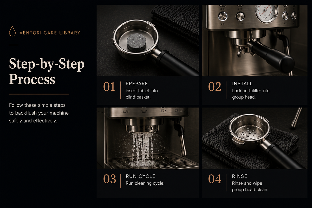 Add espresso cleaning tablet for detergent backflush