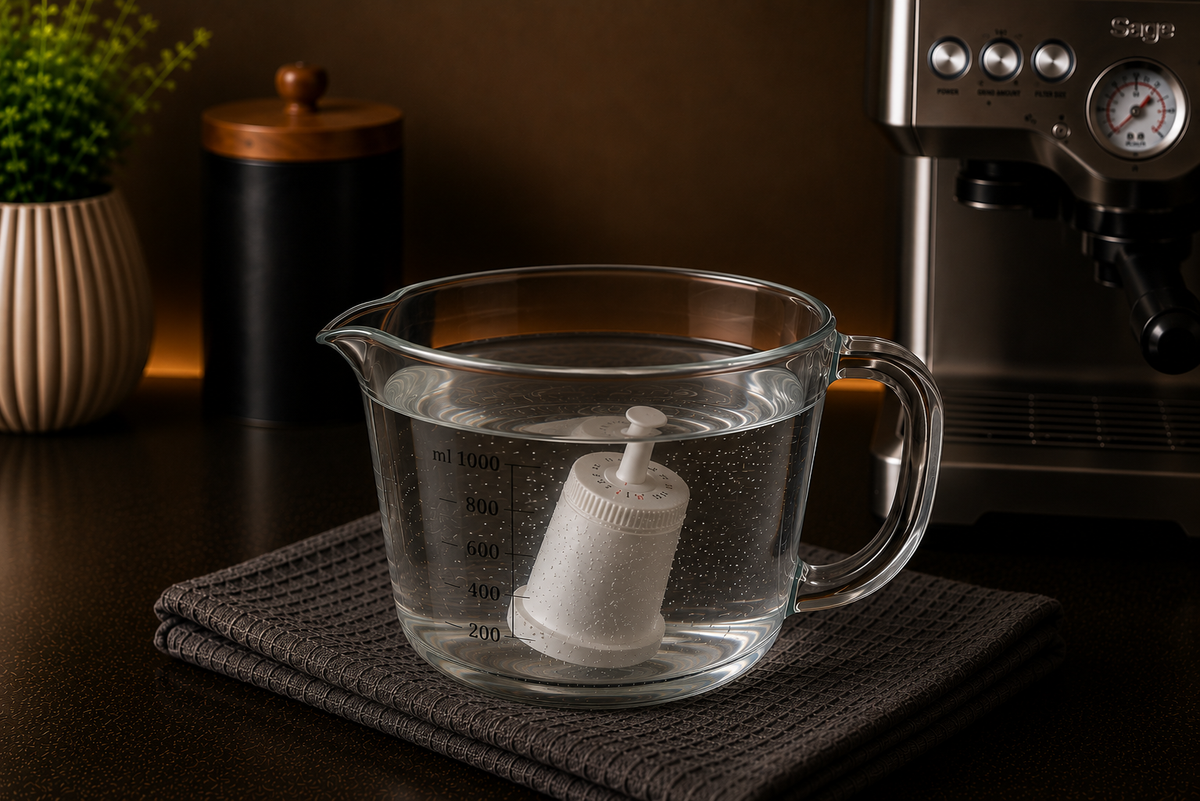 Soak Sage water filter in cold water for five minutes