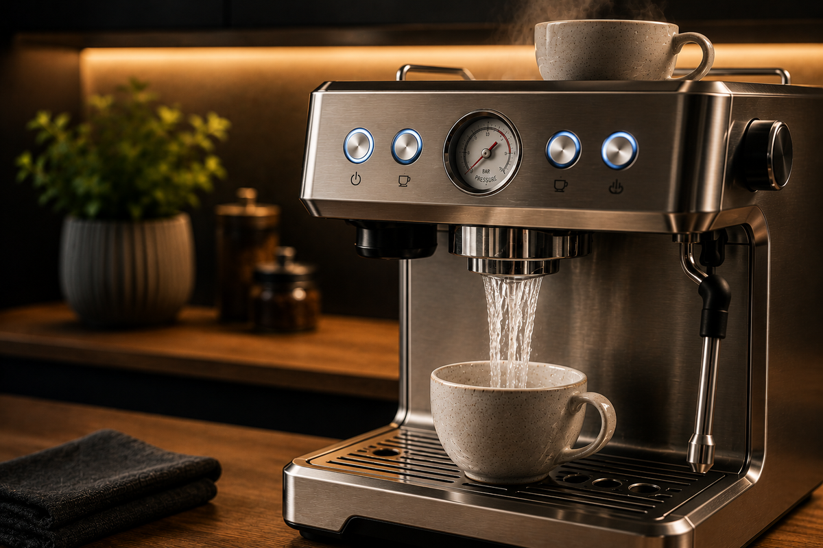 Pre-heating coffee machine before brewing