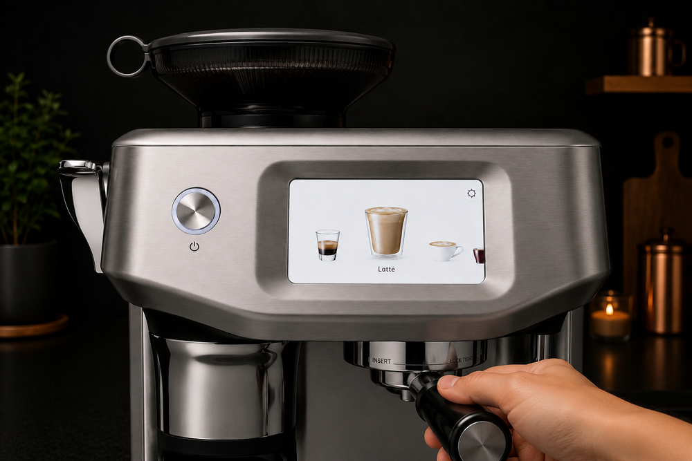 Lock the portafilter into the group head